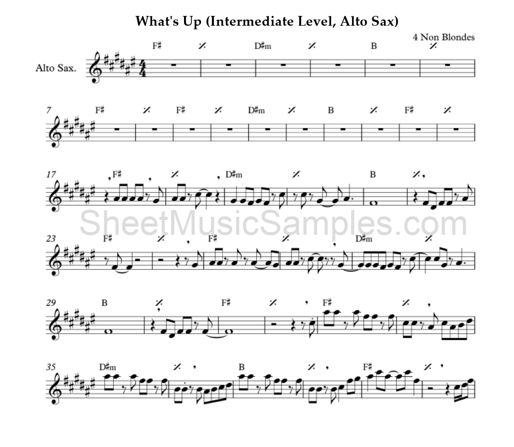 What's Up (Intermediate Level, Alto Sax)