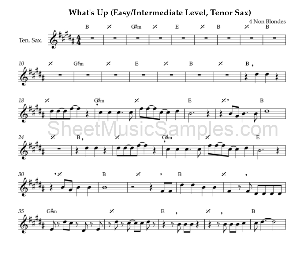 What's Up (Easy/Intermediate Level, Tenor Sax)