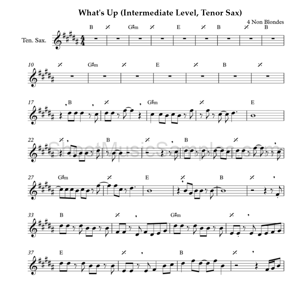 What's Up (Intermediate Level, Tenor Sax)