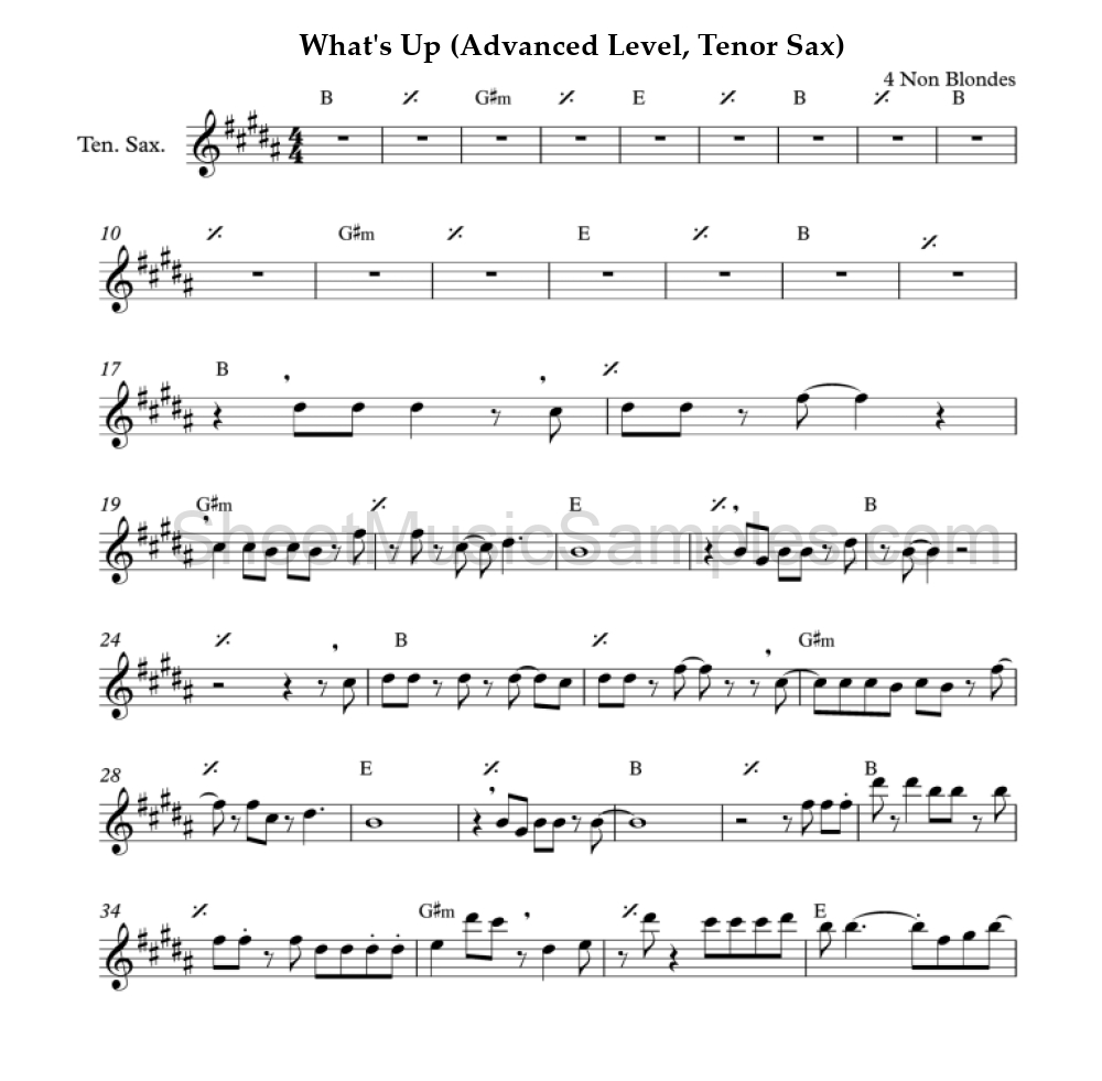 What's Up (Advanced Level, Tenor Sax)