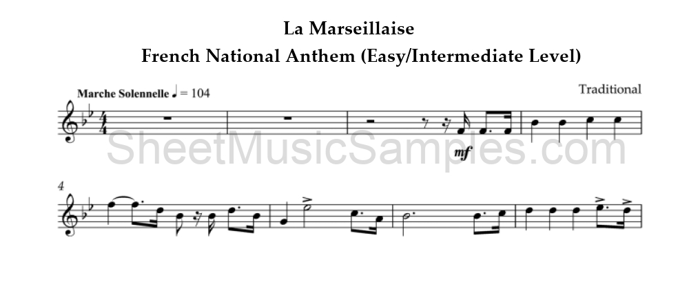 La Marseillaise - French National Anthem (Easy/Intermediate Level)