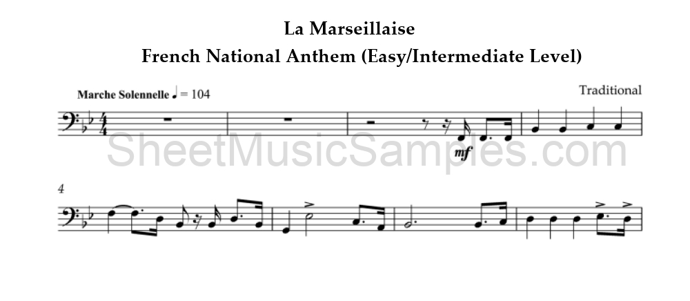 La Marseillaise - French National Anthem (Easy/Intermediate Level)