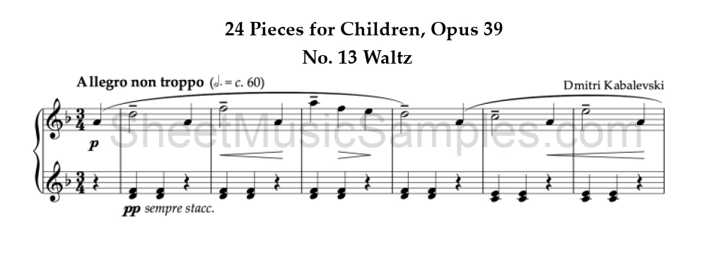 24 Pieces for Children, Opus 39 - No. 13 Waltz