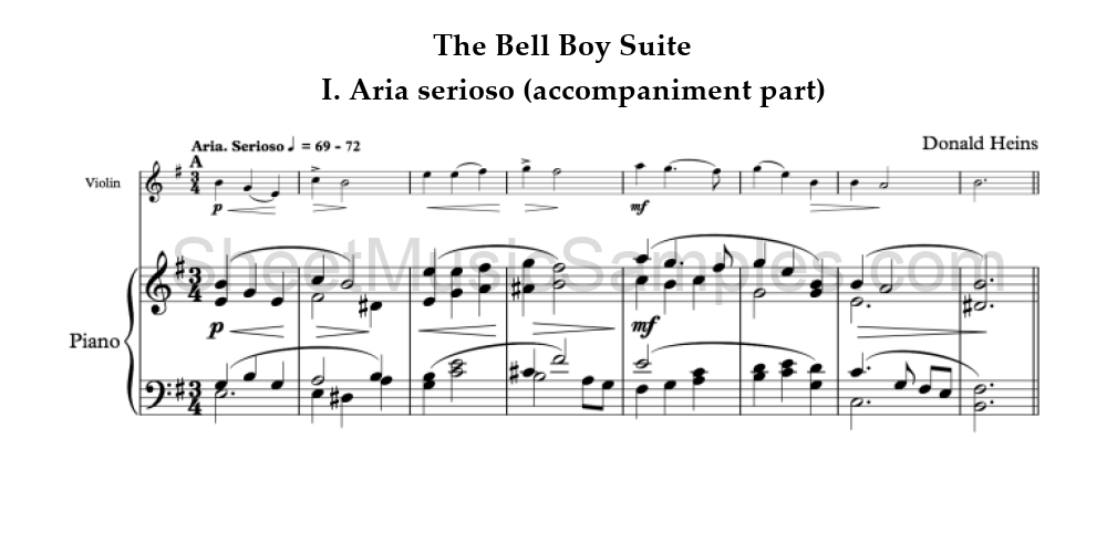 The Bell Boy Suite - I. Aria serioso (accompaniment part)