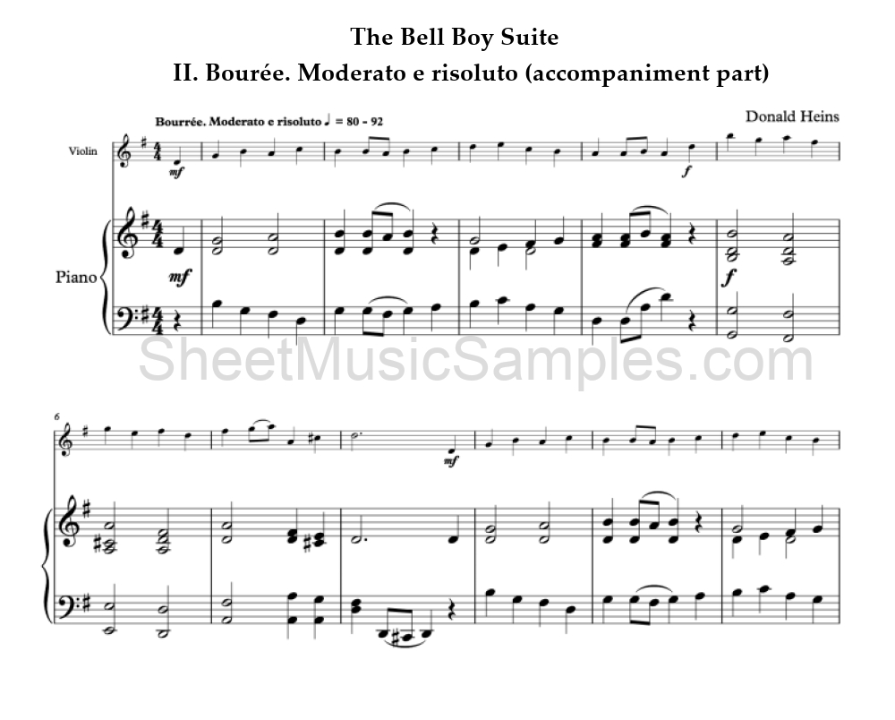 The Bell Boy Suite - II. Bourée. Moderato e risoluto (accompaniment part)