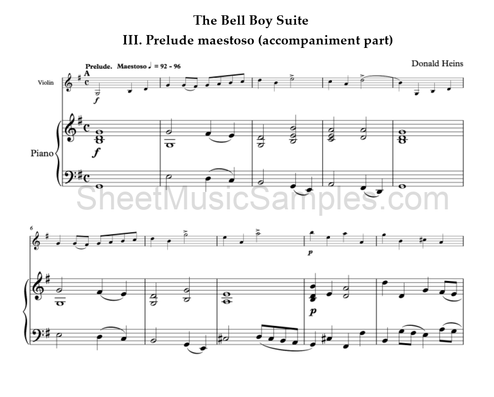 The Bell Boy Suite - III. Prelude maestoso (accompaniment part)