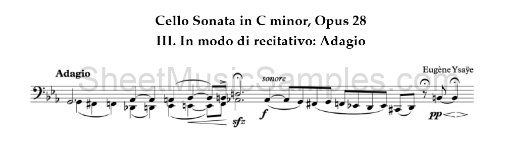 Cello Sonata in C minor, Opus 28 - III. In modo di recitativo: Adagio