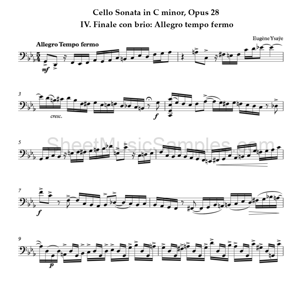 Cello Sonata in C minor, Opus 28 - IV. Finale con brio: Allegro tempo fermo