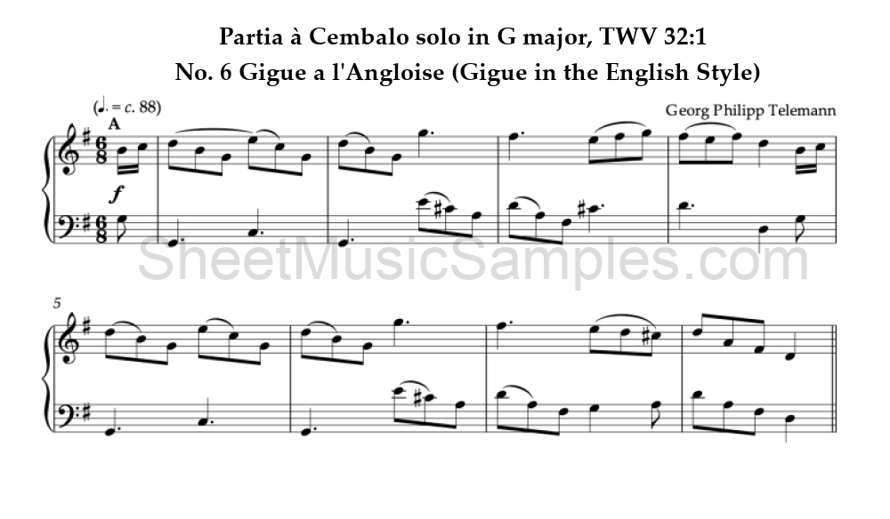 Partia à Cembalo solo in G major, TWV 32:1 - No. 6 Gigue a l'Angloise (Gigue in the English Style)