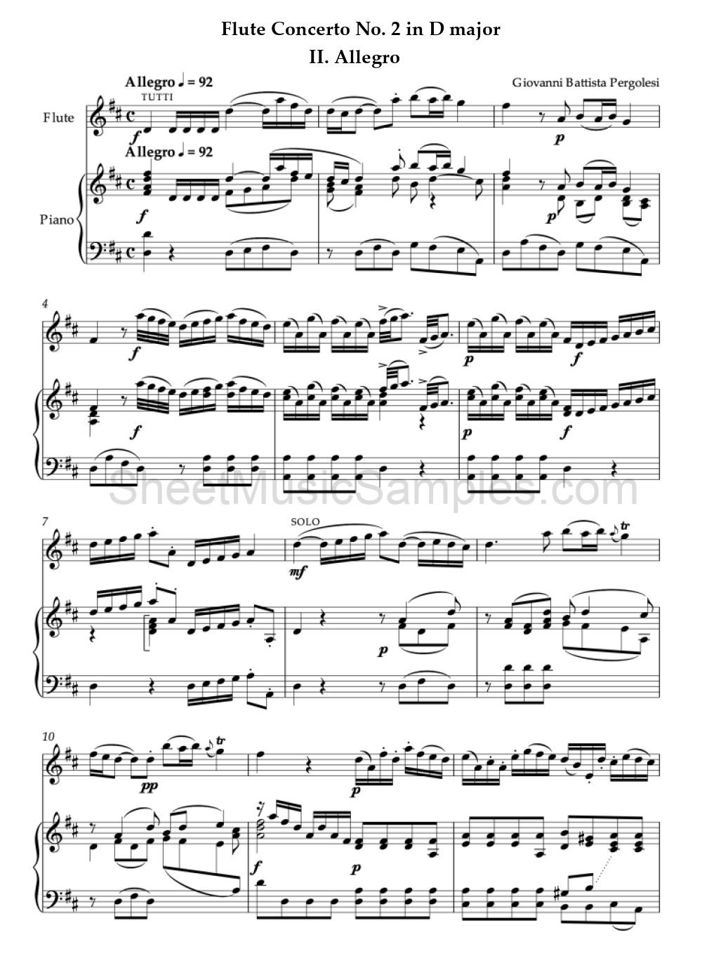 Flute Concerto No. 2 in D major - II. Allegro