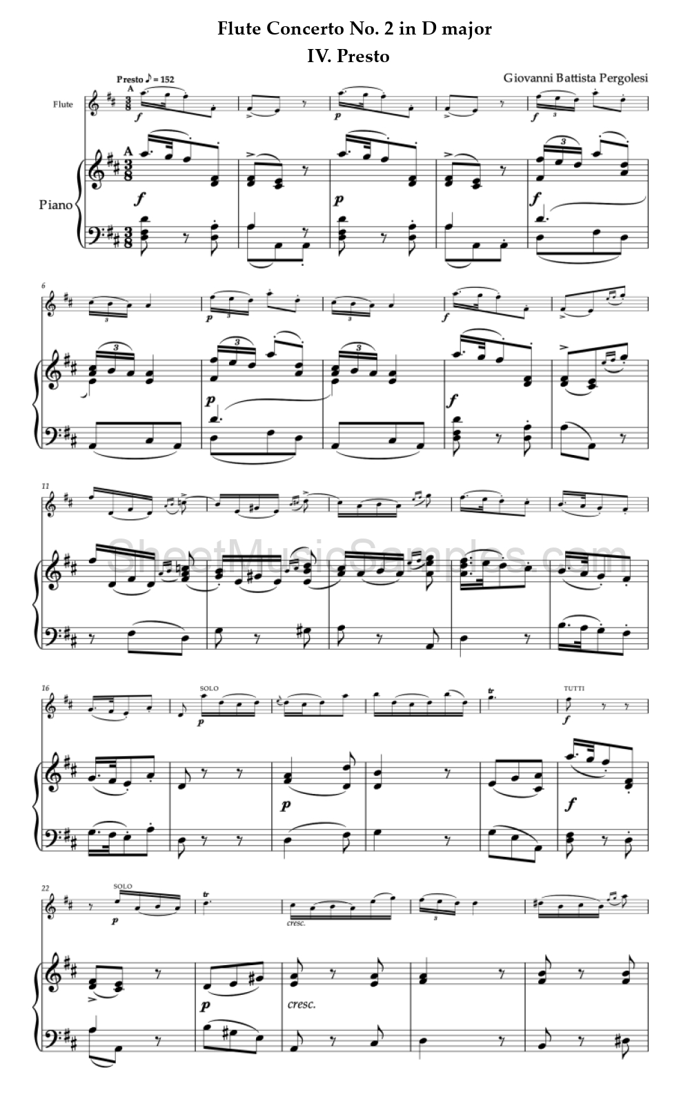 Flute Concerto No. 2 in D major - IV. Presto