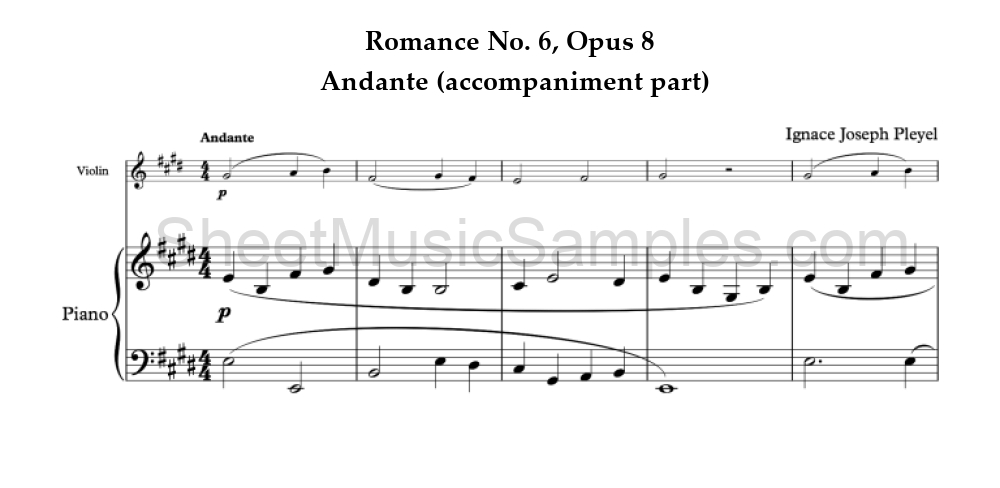 Romance No. 6, Opus 8 - Andante (accompaniment part)