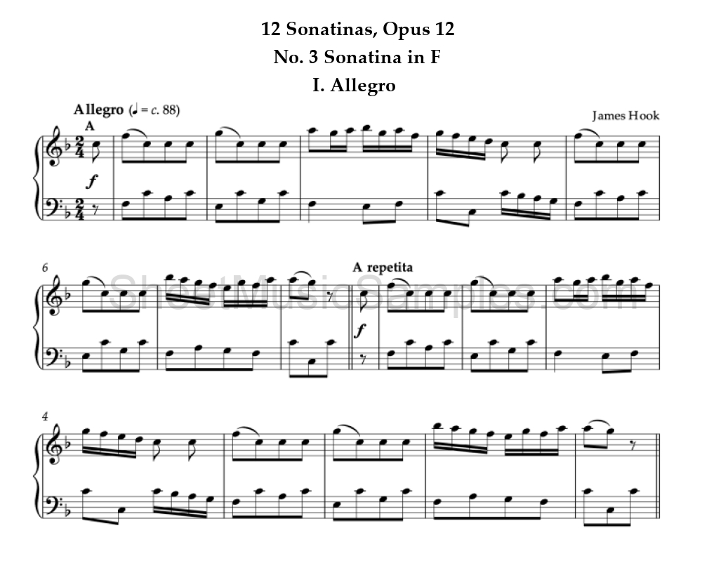 12 Sonatinas, Opus 12 - No. 3 Sonatina in F - I. Allegro