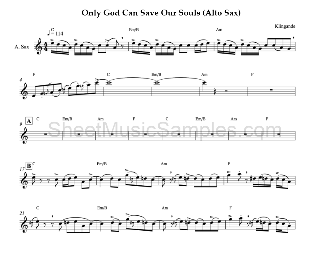 Only God Can Save Our Souls (Alto Sax)