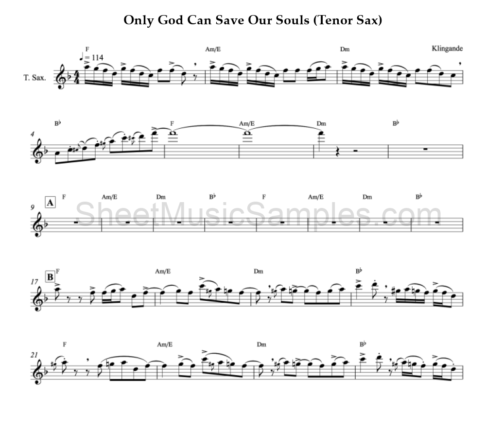 Only God Can Save Our Souls (Tenor Sax)