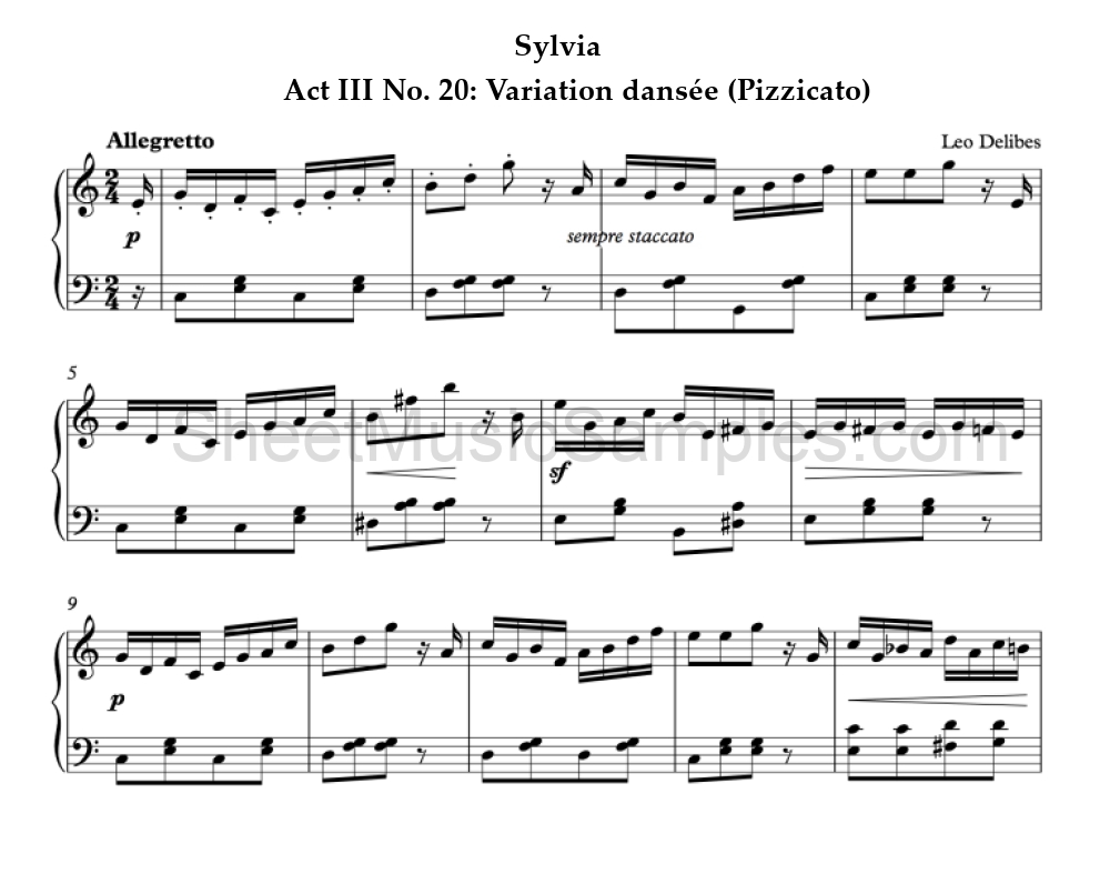 Sylvia - Act III No. 20: Variation dansée (Pizzicato)