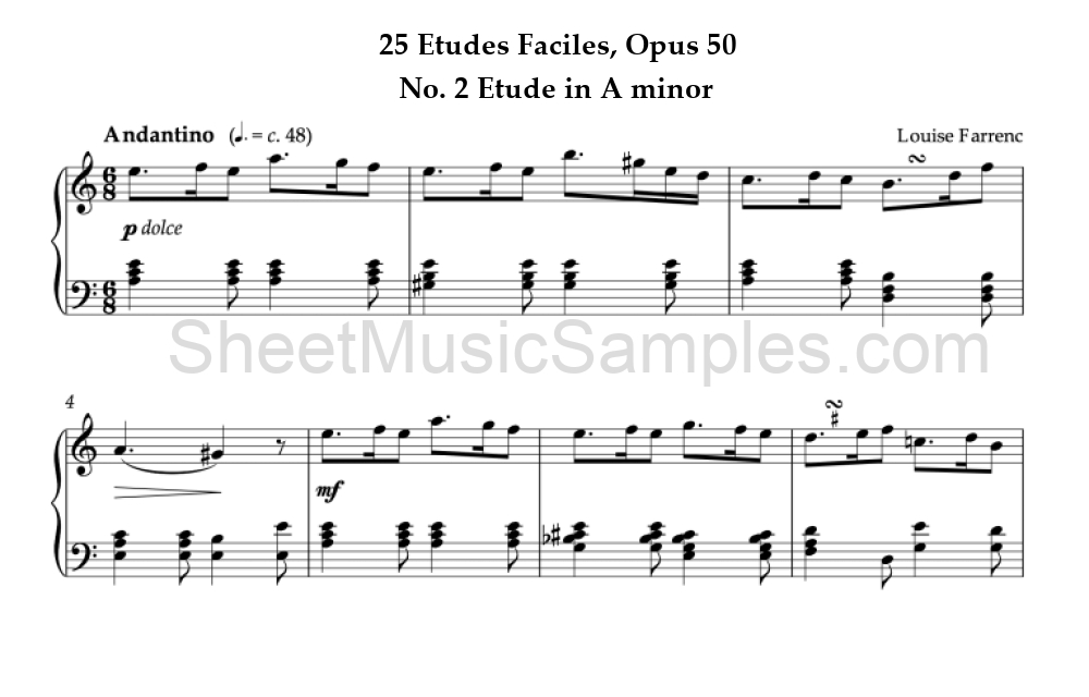 25 Etudes Faciles, Opus 50 - No. 2 Etude in A minor