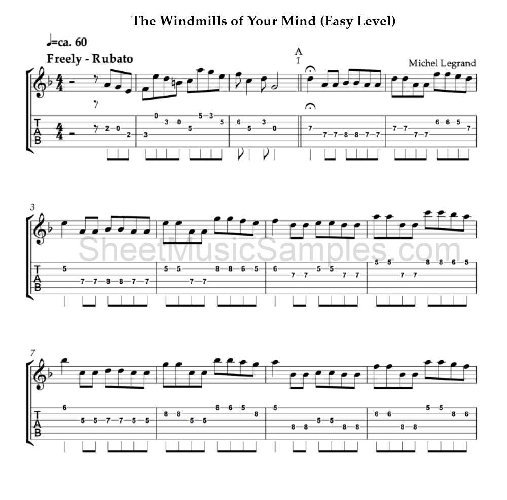 The Windmills of Your Mind (Easy Level)