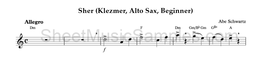 Sher (Klezmer, Alto Sax, Beginner)