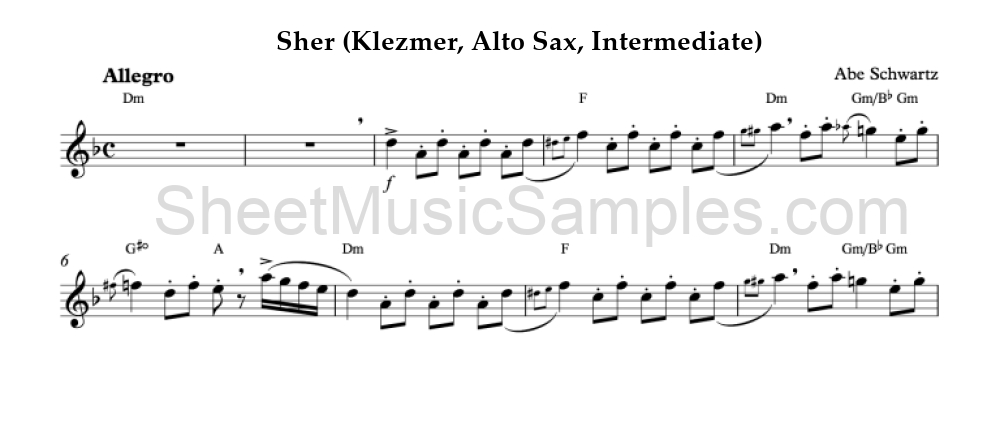 Sher (Klezmer, Alto Sax, Intermediate)