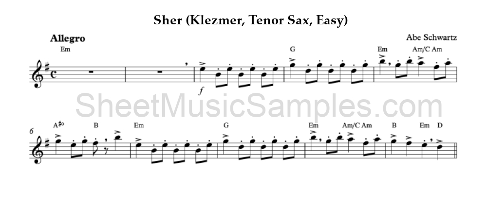 Sher (Klezmer, Tenor Sax, Easy)