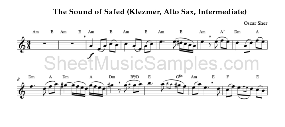 The Sound of Safed (Klezmer, Alto Sax, Intermediate)