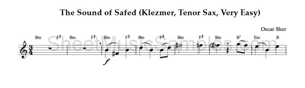 The Sound of Safed (Klezmer, Tenor Sax, Very Easy)