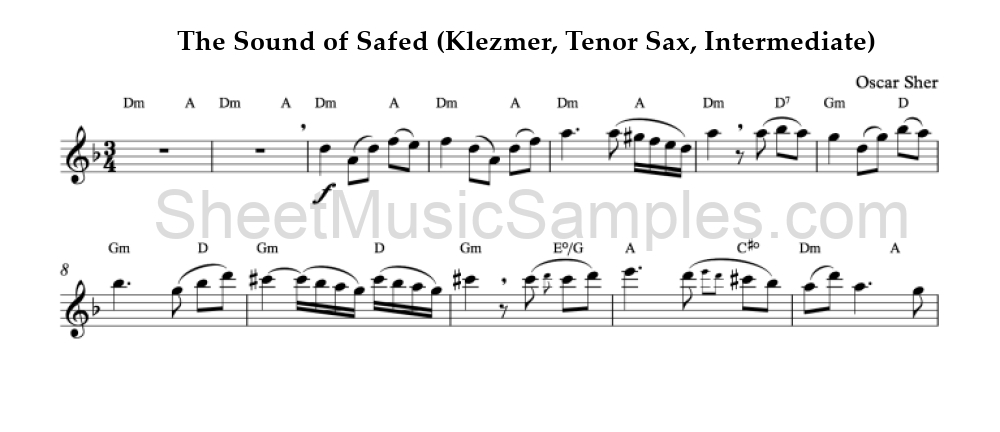 The Sound of Safed (Klezmer, Tenor Sax, Intermediate)