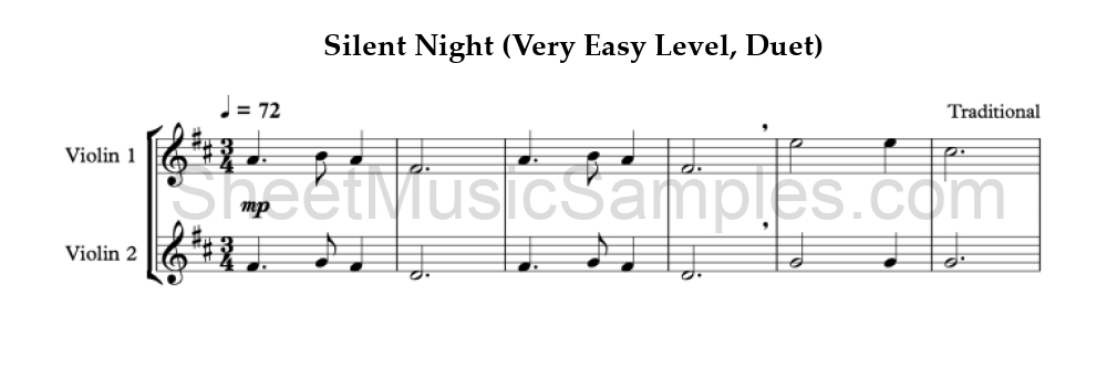 Silent Night (Very Easy Level, Duet)