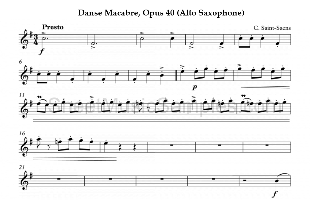 Danse Macabre, Opus 40 (Alto Saxophone)