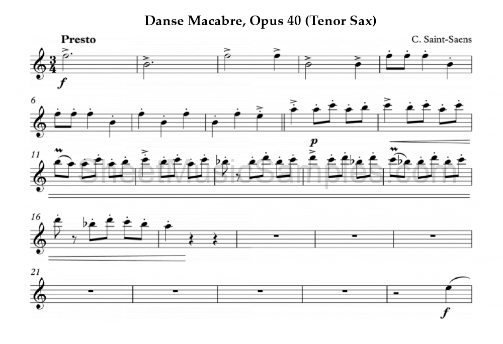 Danse Macabre, Opus 40 (Tenor Sax)