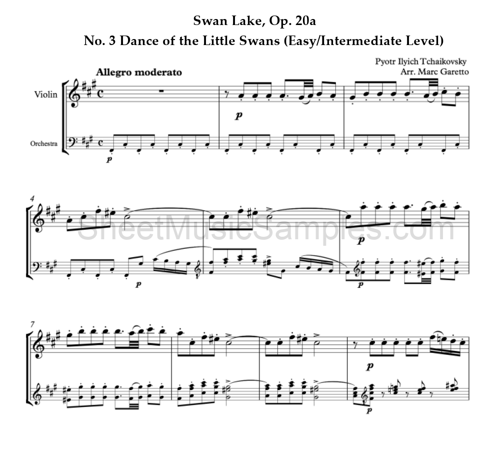 Swan Lake, Op. 20a - No. 3 Dance of the Little Swans (Easy/Intermediate Level)