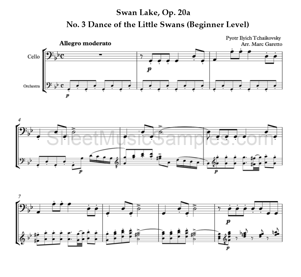 Swan Lake, Op. 20a - No. 3 Dance of the Little Swans (Beginner Level)