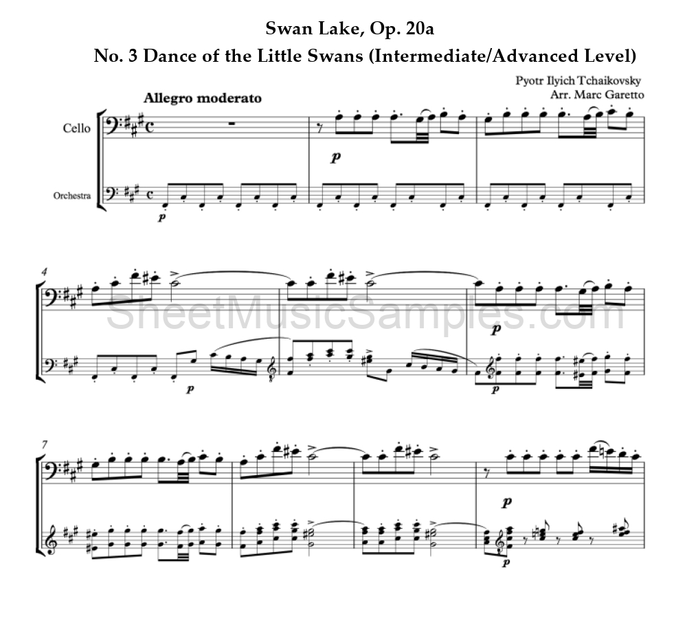 Swan Lake, Op. 20a - No. 3 Dance of the Little Swans (Intermediate/Advanced Level)