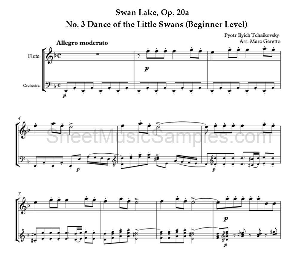 Swan Lake, Op. 20a - No. 3 Dance of the Little Swans (Beginner Level)