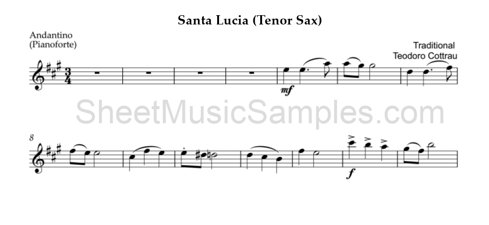 Santa Lucia (Tenor Sax)