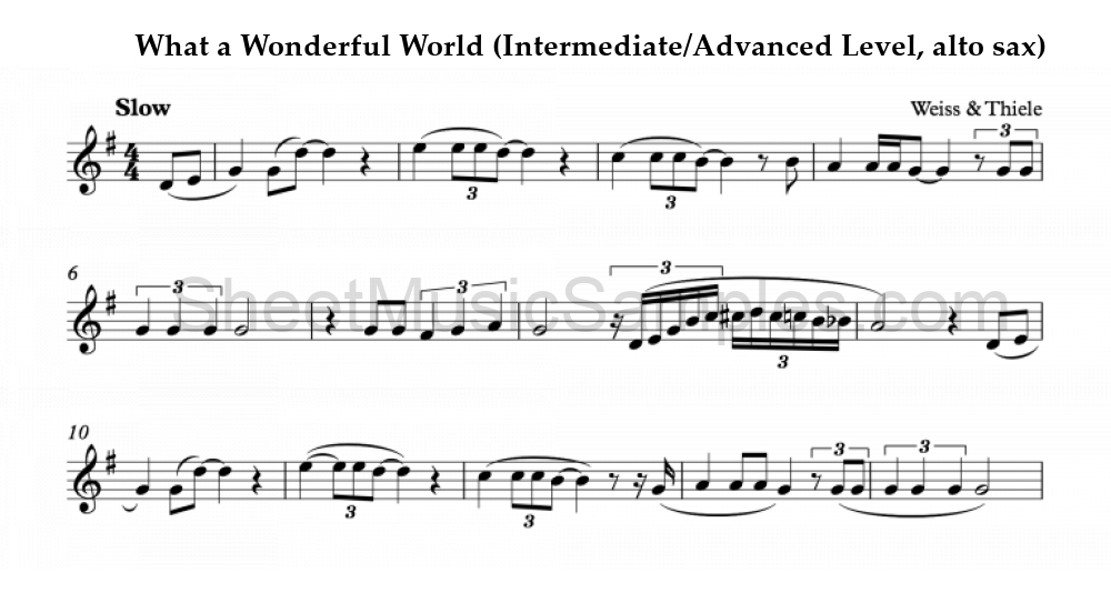 What a Wonderful World (Intermediate/Advanced Level, alto sax)