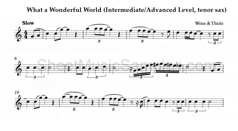 What a Wonderful World (Intermediate/Advanced Level, tenor sax)