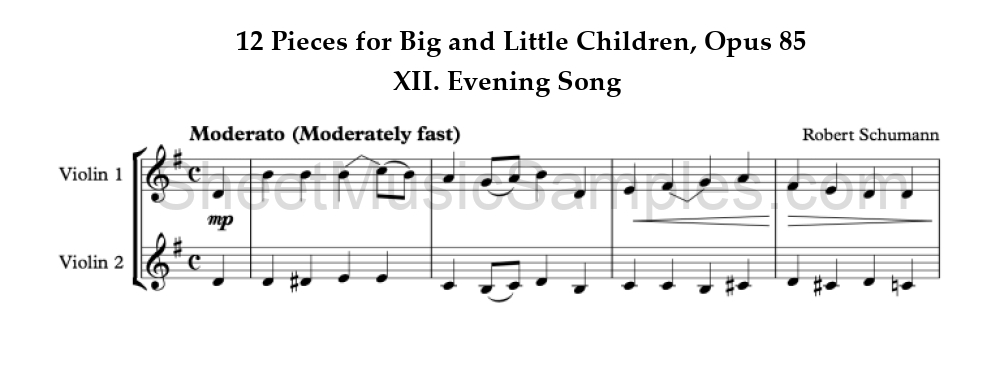 12 Pieces for Big and Little Children, Opus 85 - XII. Evening Song