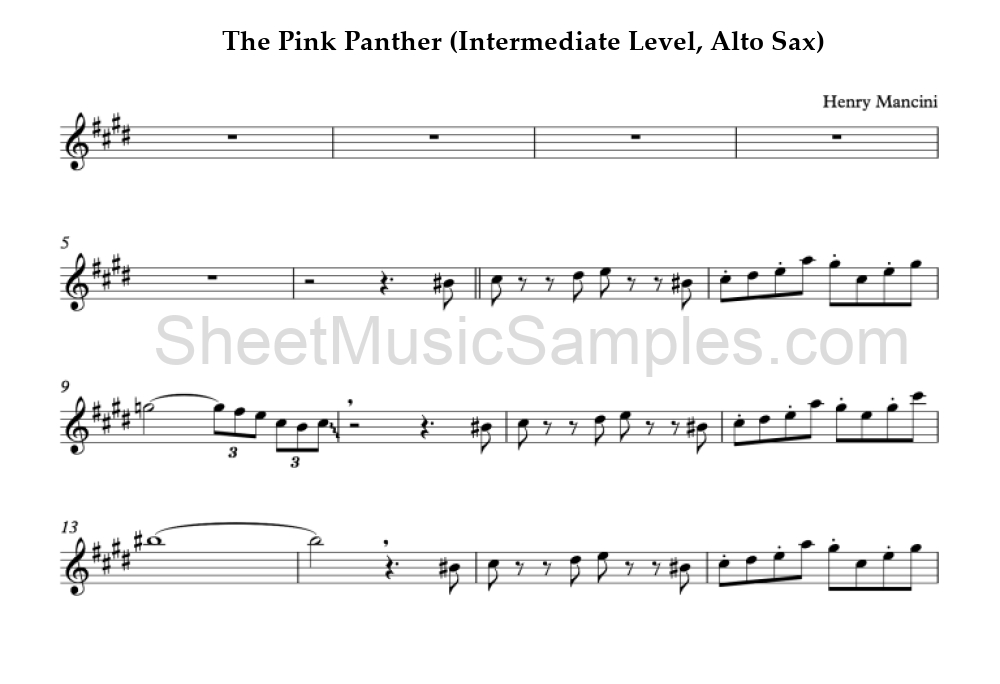 The Pink Panther (Intermediate Level, Alto Sax)