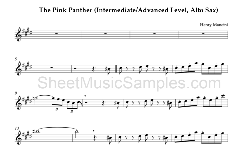 The Pink Panther (Intermediate/Advanced Level, Alto Sax)