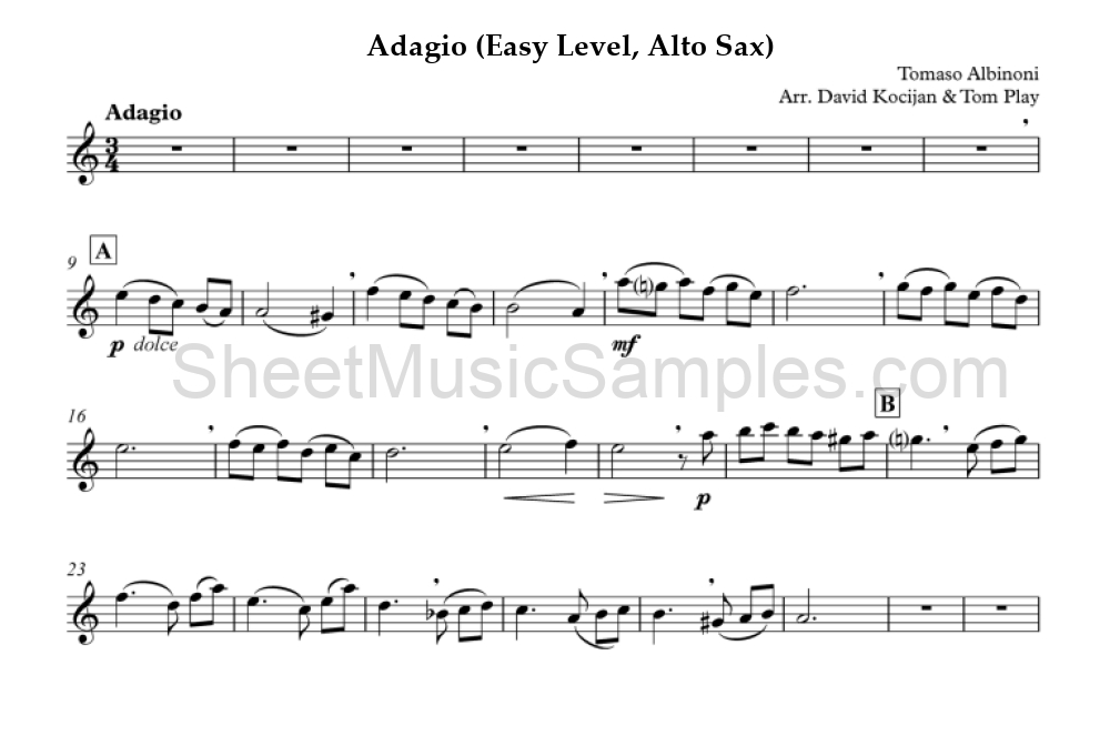 Adagio (Easy Level, Alto Sax)