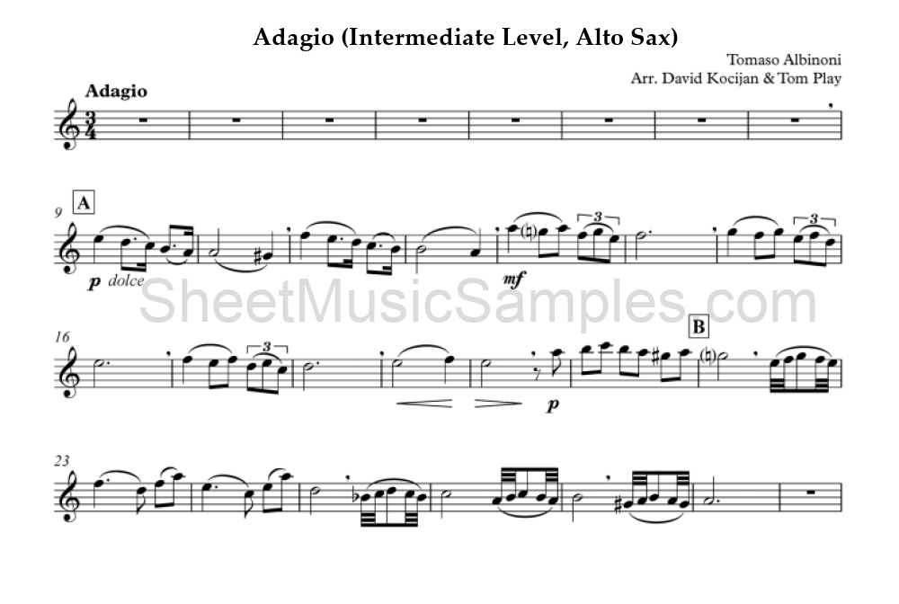 Adagio (Intermediate Level, Alto Sax)