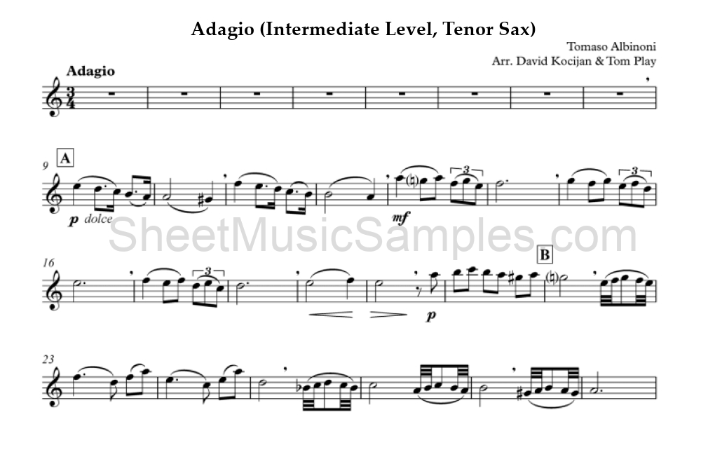 Adagio (Intermediate Level, Tenor Sax)