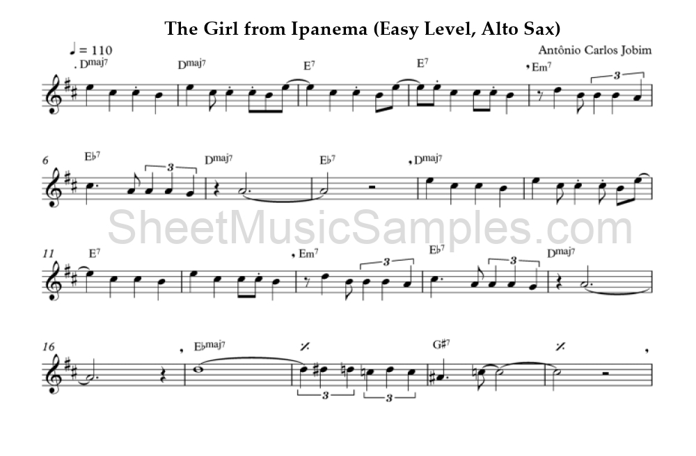 The Girl from Ipanema (Easy Level, Alto Sax)