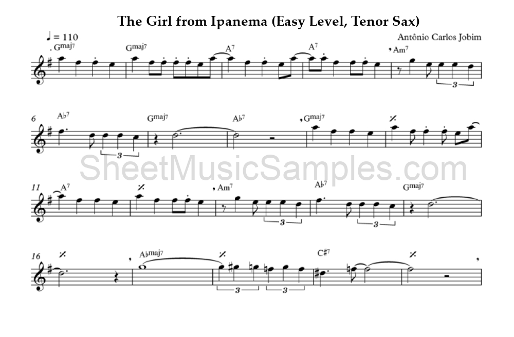 The Girl from Ipanema (Easy Level, Tenor Sax)