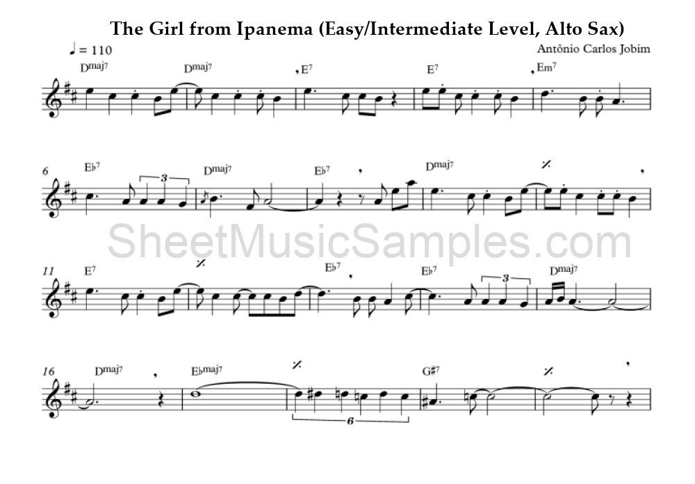 The Girl from Ipanema (Easy/Intermediate Level, Alto Sax)