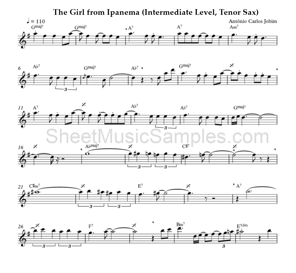 The Girl from Ipanema (Intermediate Level, Tenor Sax)