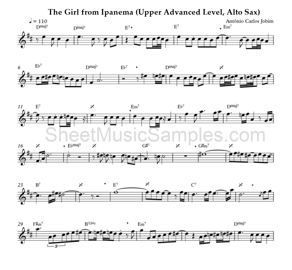 The Girl from Ipanema (Upper Advanced Level, Alto Sax)