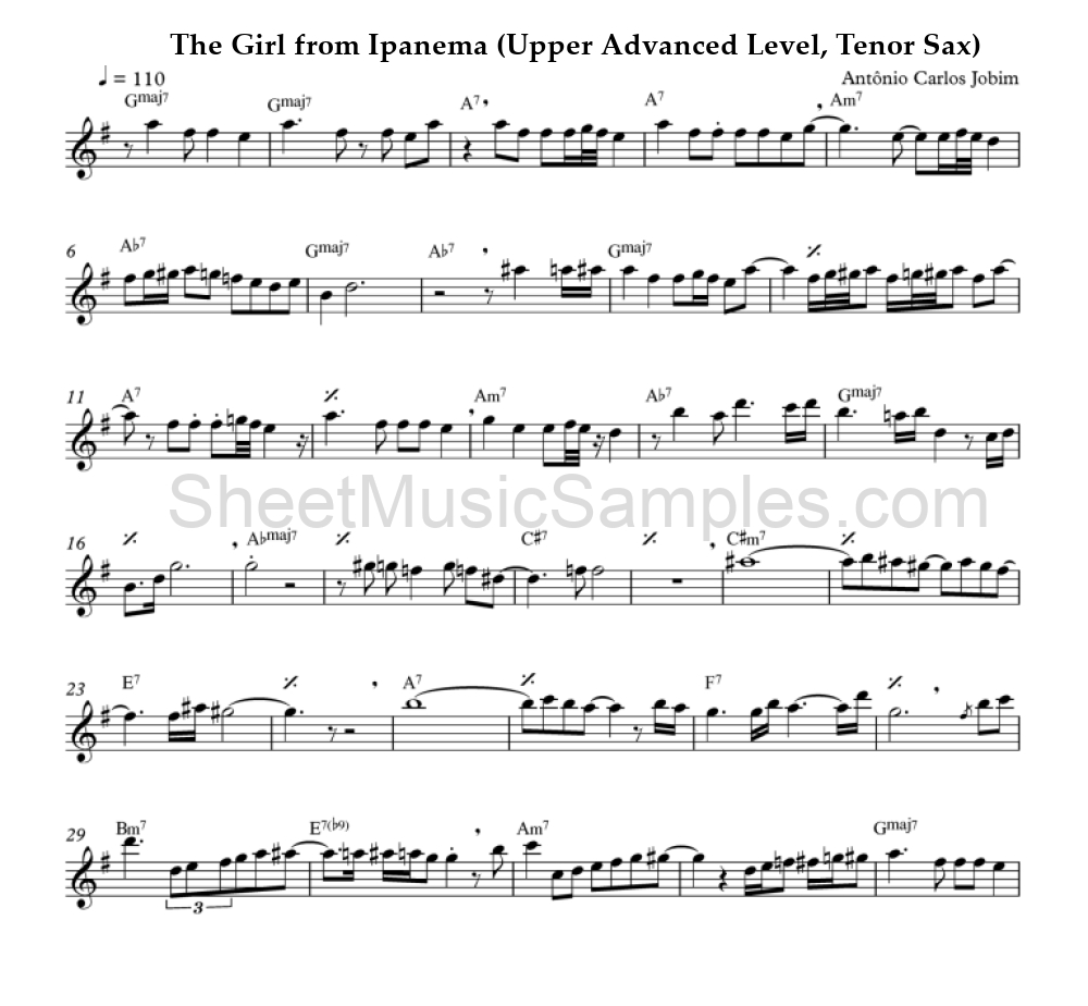 The Girl from Ipanema (Upper Advanced Level, Tenor Sax)